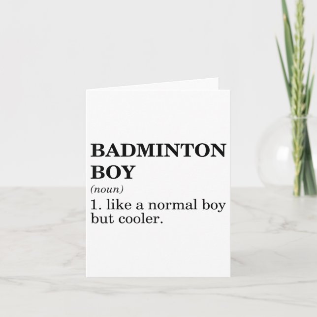 Tarjeta Badminton Boy Noun Definition Shuttle Pl (Anverso)