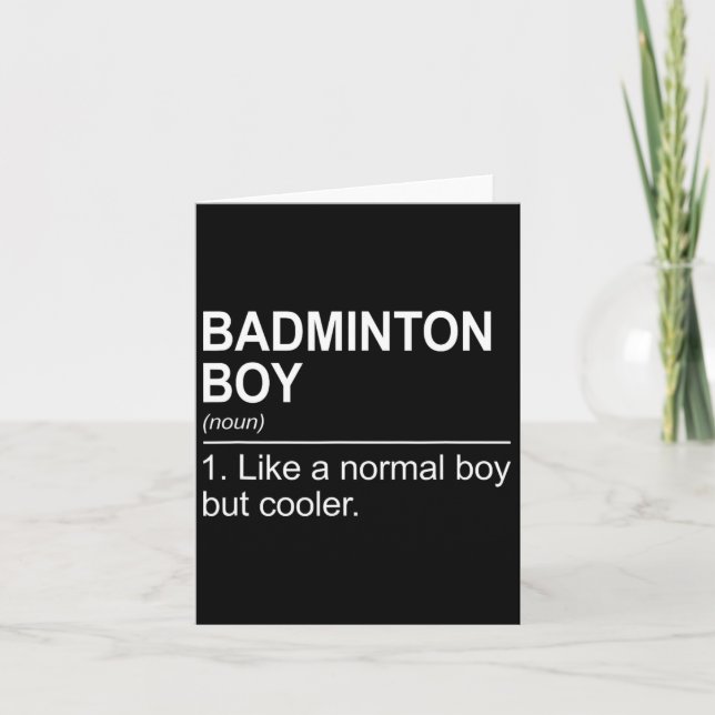 Tarjeta Badminton Boy Noun Definition Shuttle Pl (Anverso)