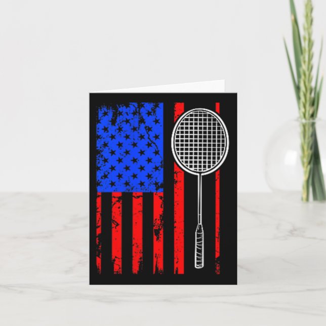 Tarjeta Badminton de Bandera Americana (Anverso)