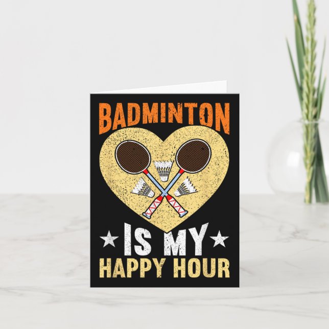 Tarjeta Badminton es mi divertido Badminton de Happy Hour (Anverso)