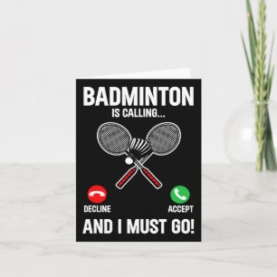 Tarjeta Badminton Está Llamando Y Debo Ir Al Deporte Del J