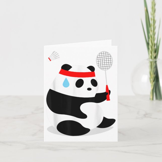 Tarjeta Badminton Panda perdiendo sudor (Anverso)