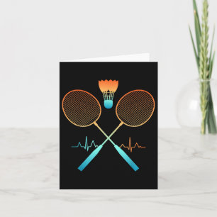 Tarjeta Badminton Retro Con Ecg De Latido Del Transbordado