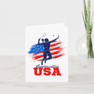 Tarjeta Badminton Usa Equipo De Apoyo Estadounidense Bande