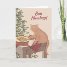 Bah Humbug Navidades Cat Blank Card