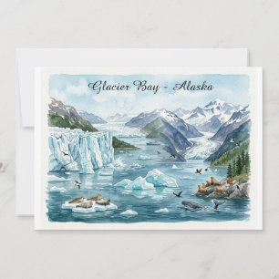 Tarjeta Bahía de los Glaciares Alaska Parque Nacional Acua