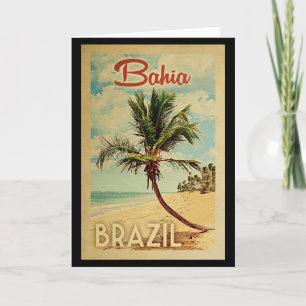 Tarjeta Bahía Palm Tree Vintage Travel