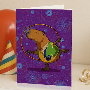 Tarjeta Bailarín de Zen Capybara Divertido Gimnasta Rítmic