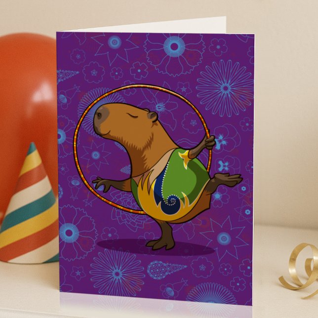 Tarjeta Bailarín de Zen Capybara Divertido Gimnasta Rítmic (Subido por el creador)