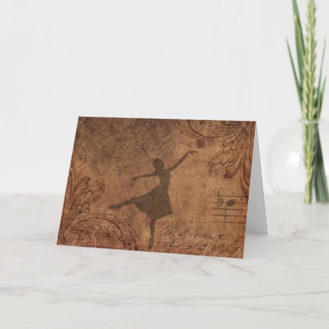 Tarjeta bailarín en el papel viejo (Anverso)