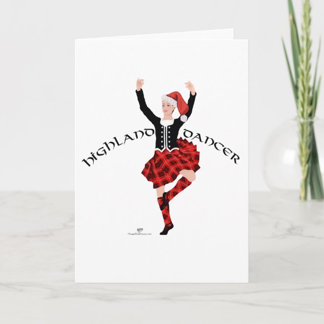 Tarjeta Bailarín escocés de las Tierras Altas en Navidad (Anverso)