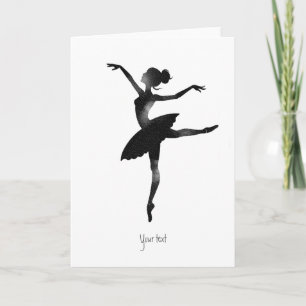 Tarjeta Bailarina acuarela elegante chic carbón