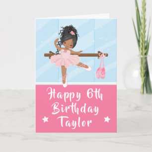 Tarjeta Bailarina afroamericana coche rosa feliz cumpleaño