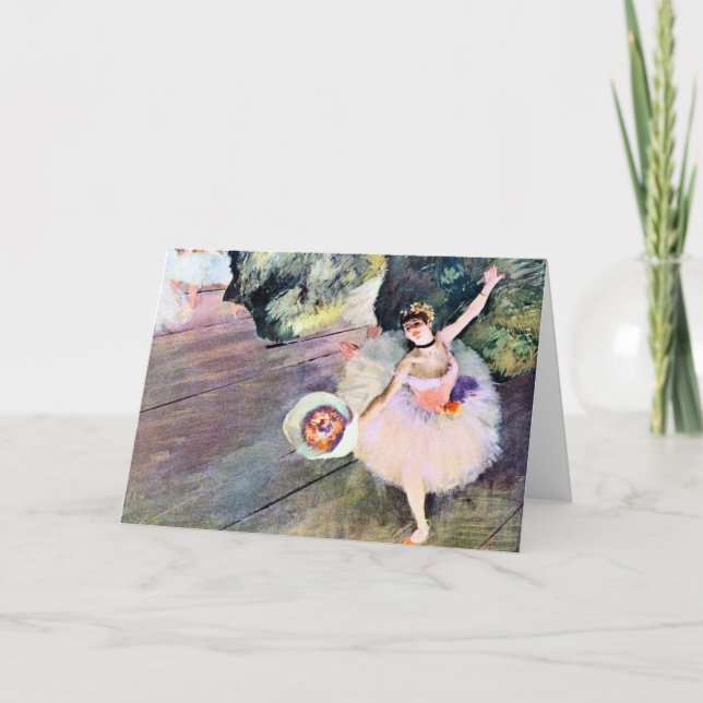 Tarjeta Bailarina con un Bouquet de flores de Edgar Degas (Anverso)