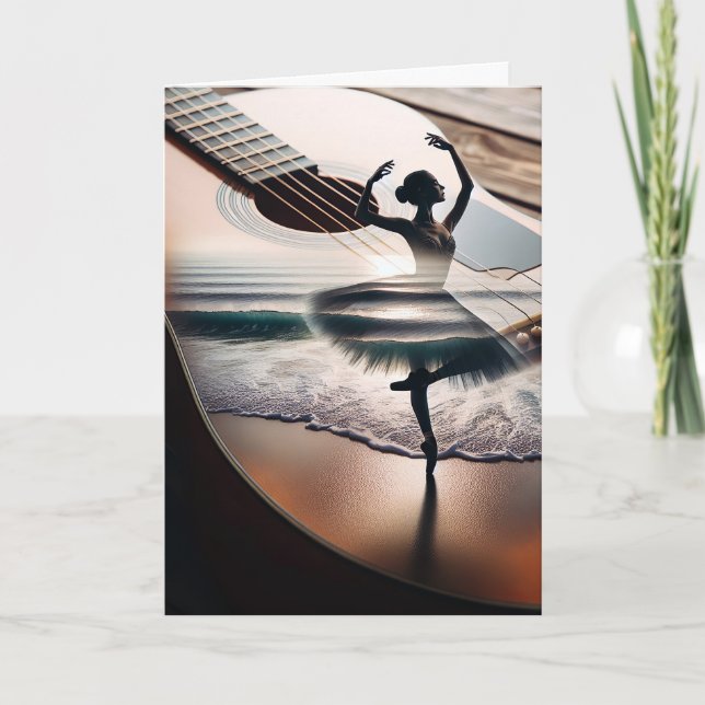 Tarjeta Bailarina De Baile De Cumpleaños En Guitarra (Anverso)
