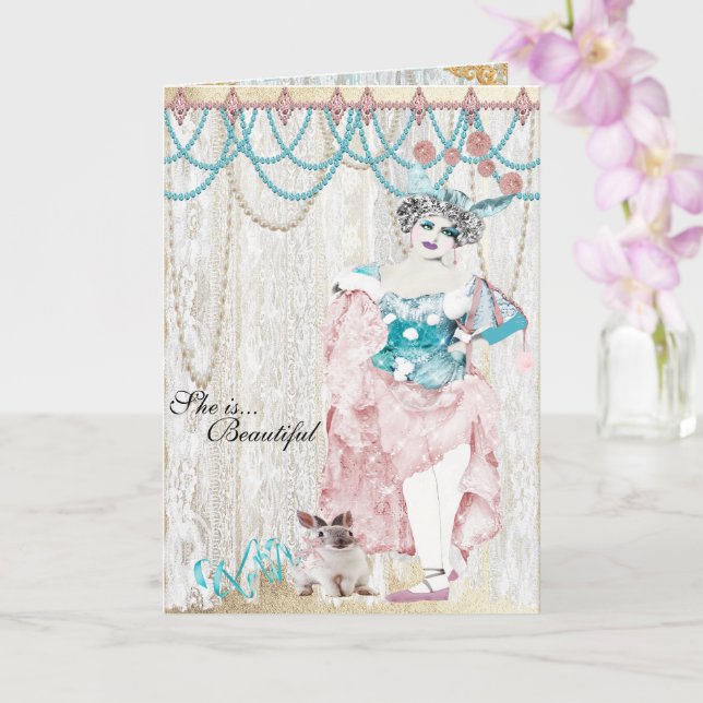Tarjeta Bailarina De Ballet Francés Lace Es Hermosa (Orquídea)