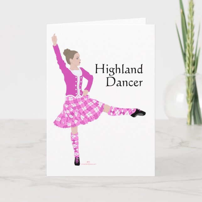 Tarjeta Bailarina de las Highlands Escocesas Rosa (Anverso)