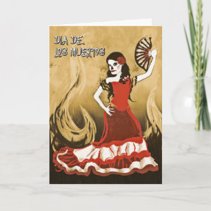 Tarjeta bailarina española de dia de los muertos