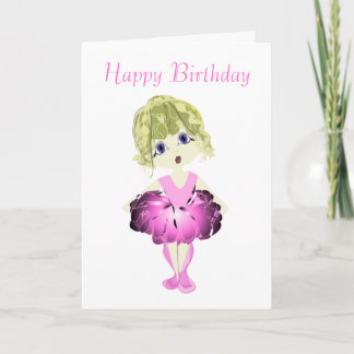 Tarjeta Bailarina linda en arte rosado del tutú
