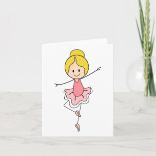 Tarjeta Bailarina Rosa Dibujo Animado Mono Uso Genérico