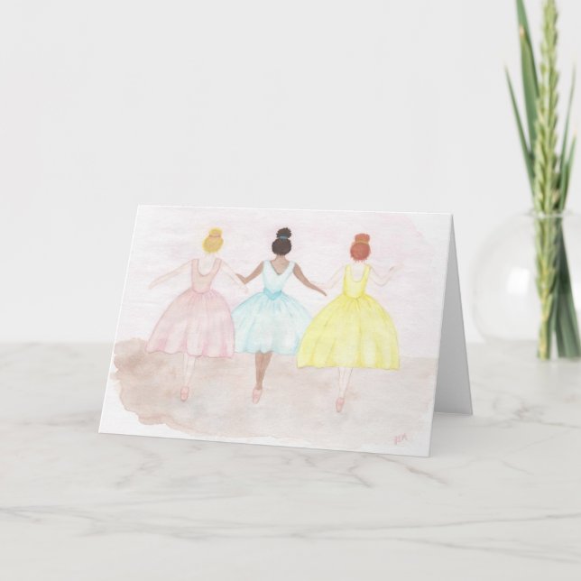 Tarjeta Bailarinas de ballet de punta (Anverso)