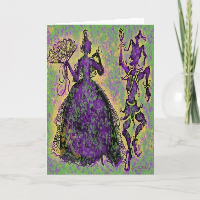 Tarjeta Bailarinas de Mardi Gras (Anverso)