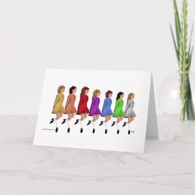 Tarjeta Bailarines de Step Irlandés - Línea de Bailarines  (Anverso)