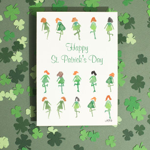 Tarjeta Bailarines Irlandeses Aquarela Adorable Día de San