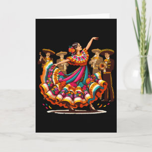 Tarjeta Bailarines mexicanos coloridos celebran el Cinco D