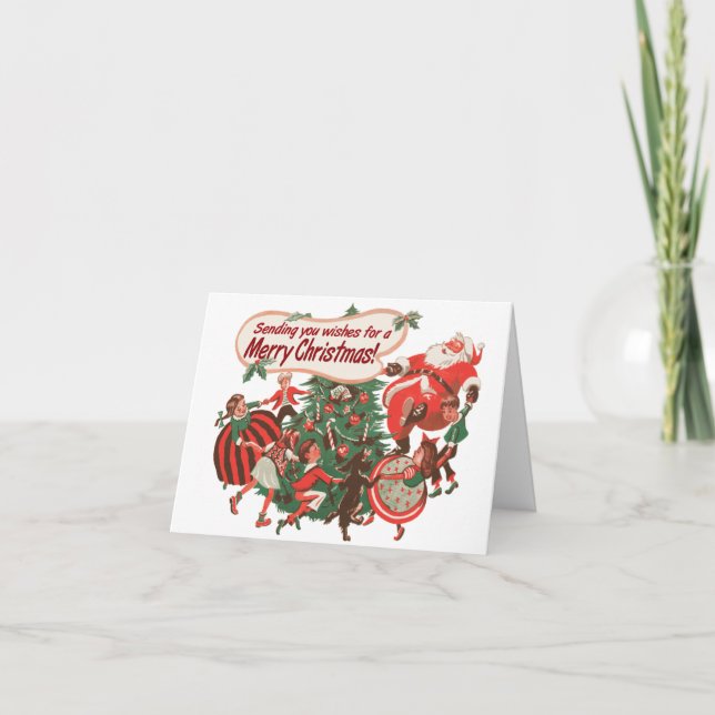 Tarjeta "Baile alrededor del árbol" de estilo vint (Anverso)