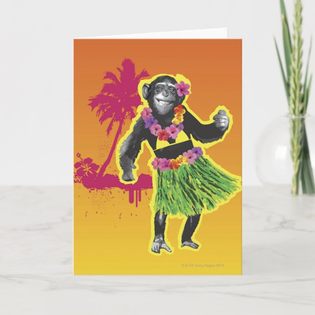 Tarjeta Baile de Hula del chimpancé (Anverso)
