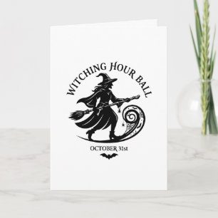 Tarjeta Baile de la Hora de Brujas Vintage de Halloween
