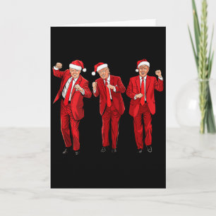 Tarjeta Baile Divertido de Trump Feliz Navidad Gorros de S