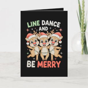 Tarjeta Baile en línea y alegre reno Navidad Xmas