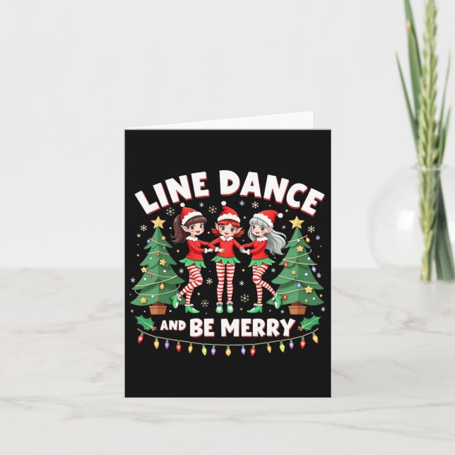 Tarjeta Baile En Línea Y Sean Feliz Navidad Cute Elf Danca (Anverso)
