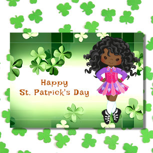 Tarjeta Baile Irlandés Día de San Patricio Tréboles Verdes