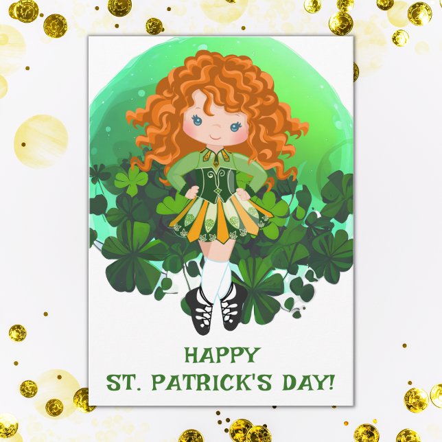 Tarjeta Baile Irlandés Día de San Patricio Tréboles Verdes (Subido por el creador)