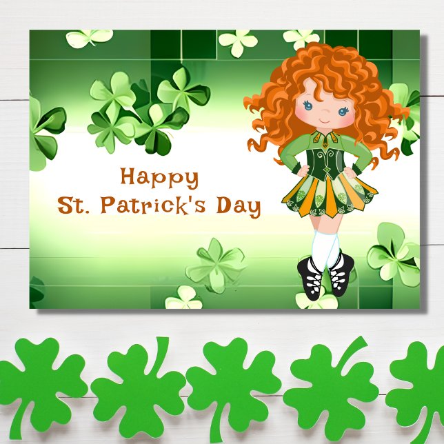 Tarjeta Baile Irlandés Día de San Patricio Tréboles Verdes (Subido por el creador)