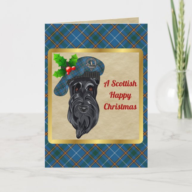 Tarjeta Bain Badge & Tartan Personalized Xmas (Anverso)