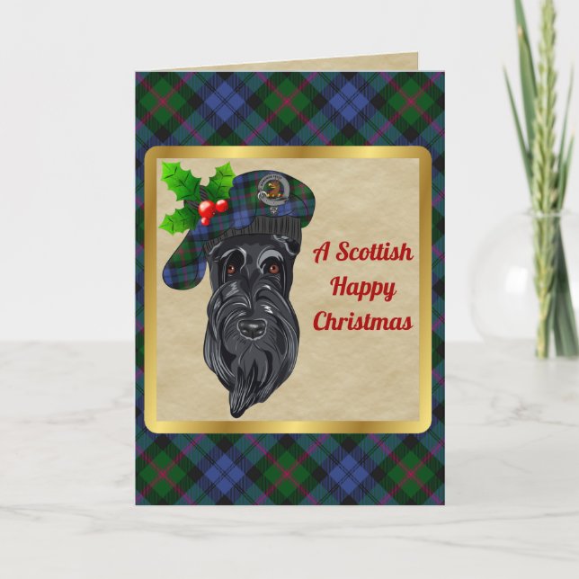 Tarjeta Baird Badge & Tartan Personalizado Xmas (Anverso)