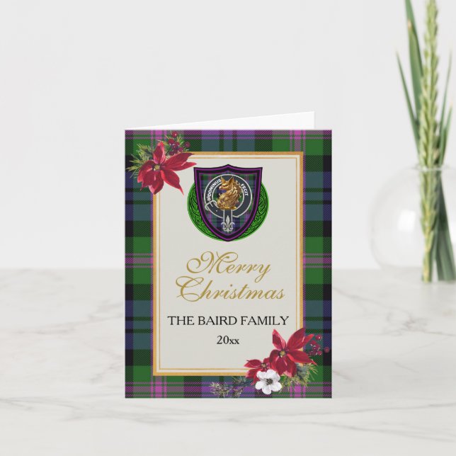Tarjeta Baird Scottish Clan Tartan & Crest (Anverso)