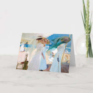 Tarjeta Bajo el Awning, Zarauz   Joaquín Sorolla