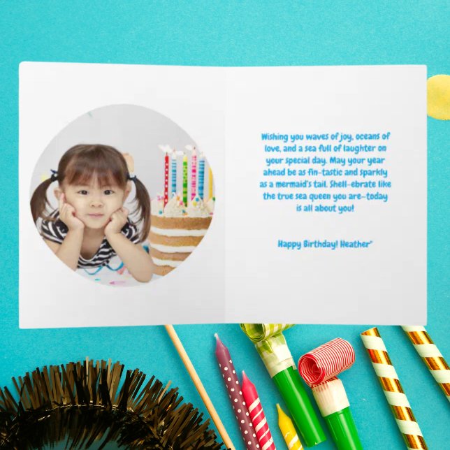 Tarjeta Bajo el Mar Cute Mermaid Festividad de cumpleaños (Subido por el creador)