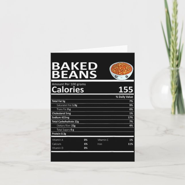 Tarjeta Baked Beans Nutritional Facts Thanksgiving X-mas G (Anverso)