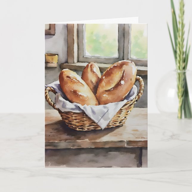 Tarjeta Baked Bread in a Basket Farmhouse Aesthetic  (Anverso)