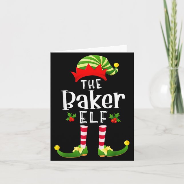 Tarjeta Baker Christmas Elf Matching Pajama X-mas Party  (Anverso)