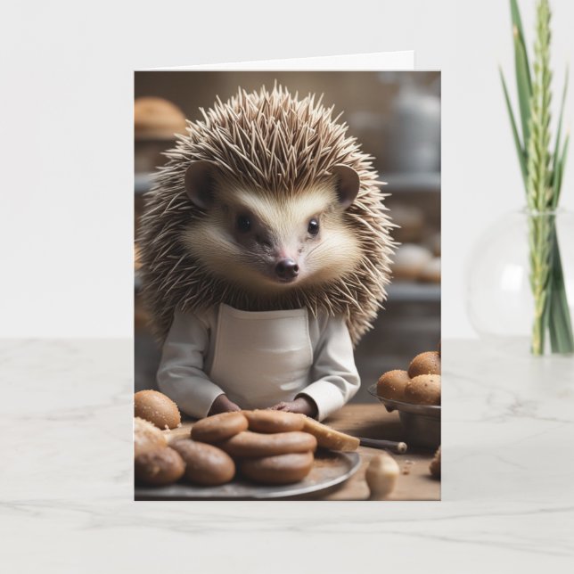 Tarjeta Bakery Hedge Hog Happy Birthday  (Anverso)
