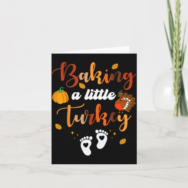 Tarjeta Baking A Little Turkey Thanksgiving Pregnancy Anno (Anverso)