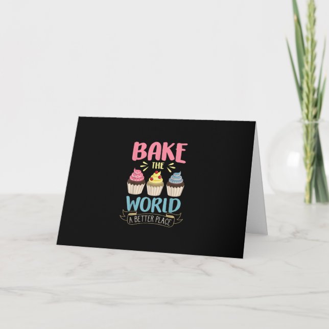 Tarjeta Baking Bake World Un Lugar Mejor Cupcake (Anverso)