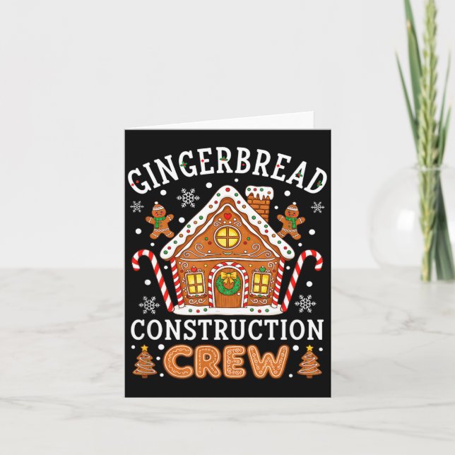 Tarjeta Baking Gingerbread House Construction Crew Christm (Anverso)
